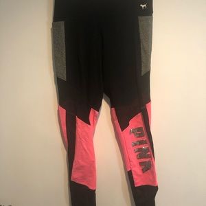 VS Pink Pocketed Sport Leggings W/ Front Mesh